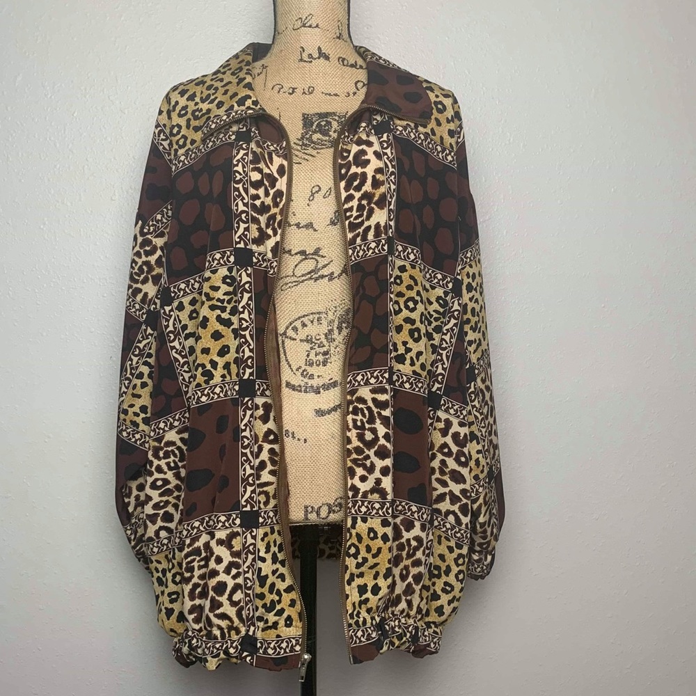 Vintage Silver thread leopard print windbreaker